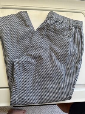 Banana Republic Gray and White Pinstripe Chinos
